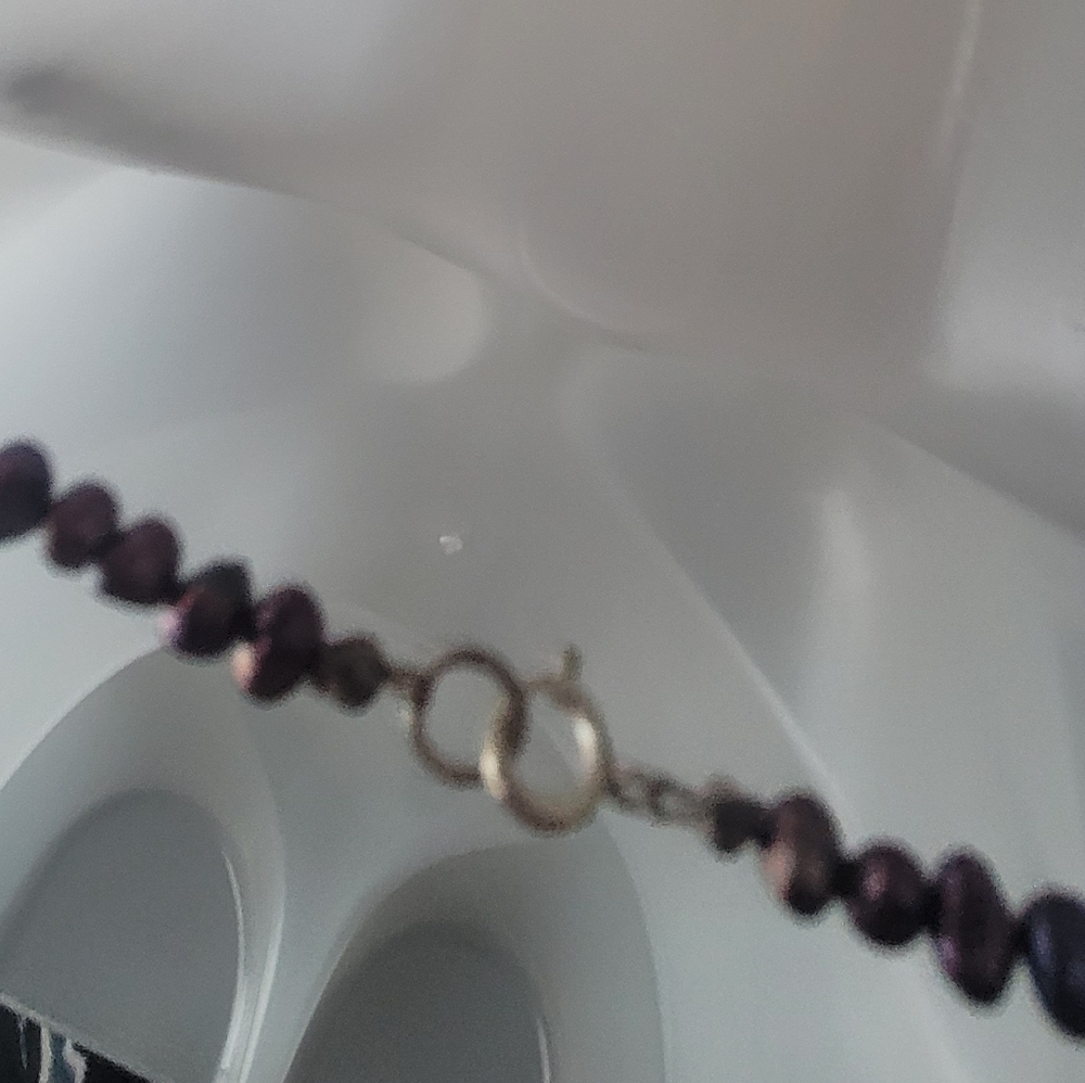 Genuine Purple Pearl Necklace Sterling Silver Clasp - Picture 14 of 14